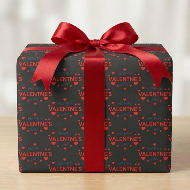 Glad hjärtklappning på Alla hjärtans dag Presentpapper (Happy Valentine's Day Heart Gift Wrap)