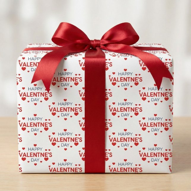 Glad hjärtklappning på Alla hjärtans dag Presentpapper (Happy Valentine's Day Heart Gift Wrap)
