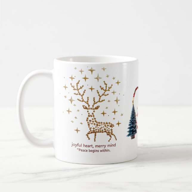 Glad Hjärtlig Julmugg | Minimalistisk Kaffemugg (Vänster)