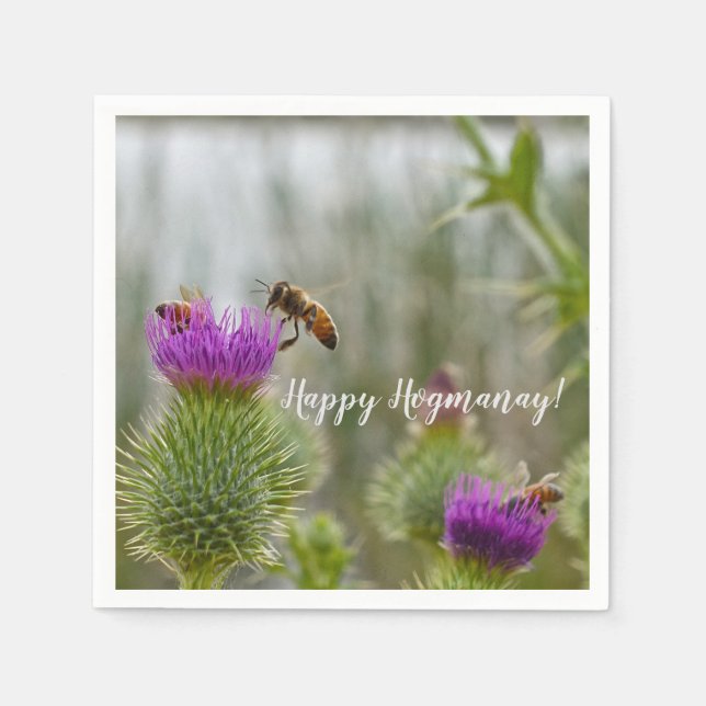 Glad Hogmanay-fest Skotska tistlar bin Pappersservett (Framsidan)