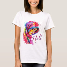 Glad Holi Färg Stänk Kvinnors Topp