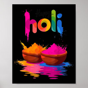 Glad holi färgpulverfestival för färger design  poster