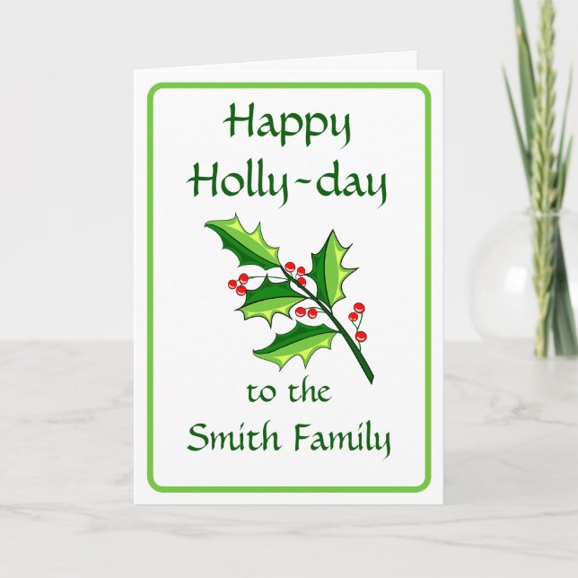 Glad Holly Dag Vikkarte Kort (Framsida)