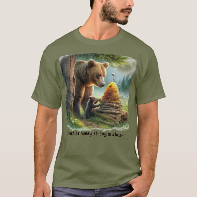 Glad Honey Björn Män   T Shirt (Framsida)
