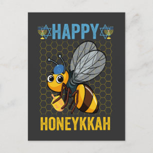 Glad Honeykkah Rolig Hanukkah Honey Bee Present Inbjudan Vykort