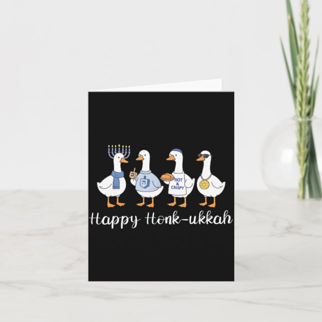 Glad Honk-ukkah Hanukkah Dumma Anka Kvinnor Män Ki Kort (Framsida)