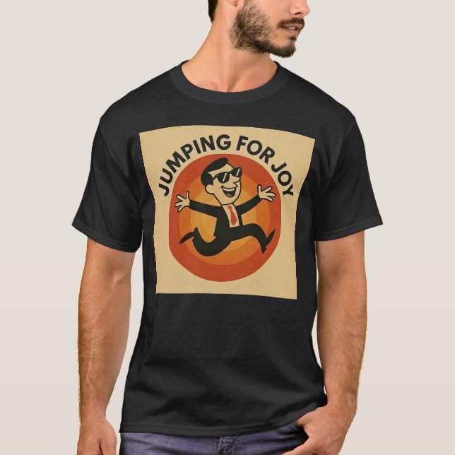 Glad Hopp Retro Illustration Karaktär T Shirt (Framsida)