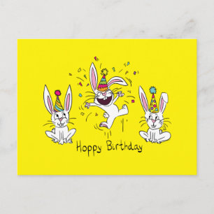 Glad Hoppy Födelsedag Kanin Kaniner Postkort Vykort