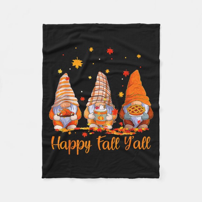 Glad höst alla er Gnome Pumpa Höst Tacksgiving Fleecefilt (Framsidan)