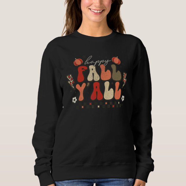 Glad höst alla Groovy Retro höst Thanksgiving T Shirt (Framsida)