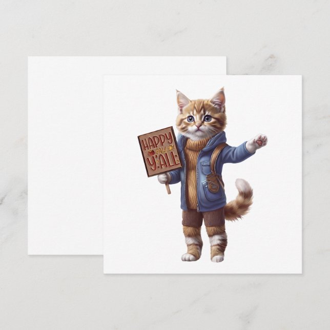 Glad höst alla höstkatt inbjudan (Fram/baksida)
