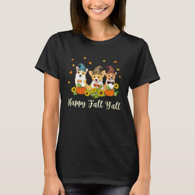 Glad höst alla skjorta Corgi Leopard Pumpa Hallow T Shirt (Framsida)
