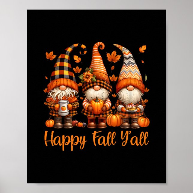 Glad höst allesammans Gnome Pumpa Höst Tacksgiving Poster (Framsidan)