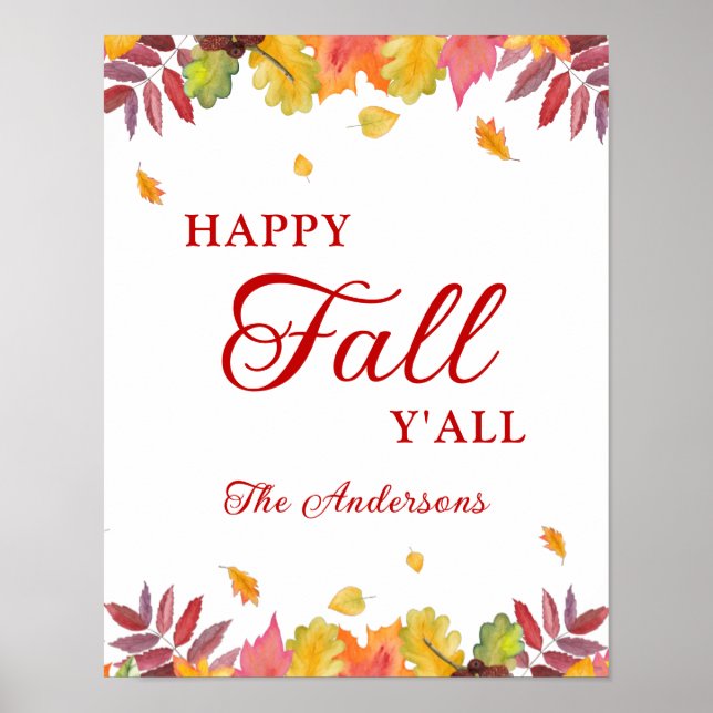 Glad höst y'all höst fallande löv Poster (Framsidan)