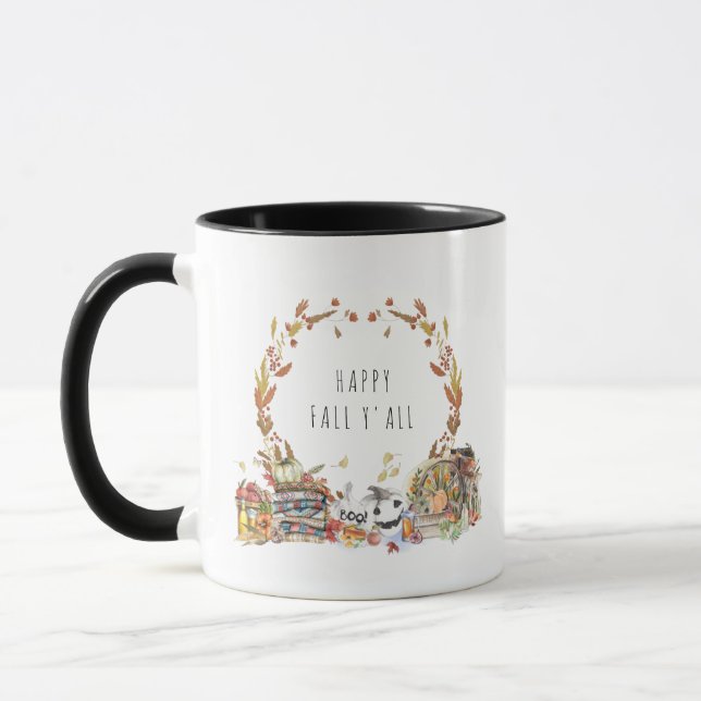 Glad höst y'all | Rustika illustrationer i akvarel Mugg (Vänster)