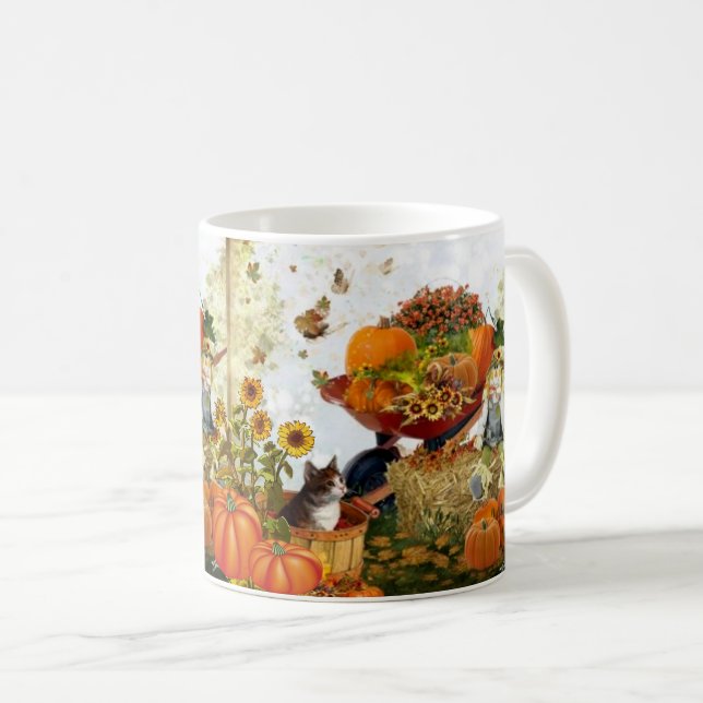 Glad höstkattsälskare kaffemugg (Framsida höger)
