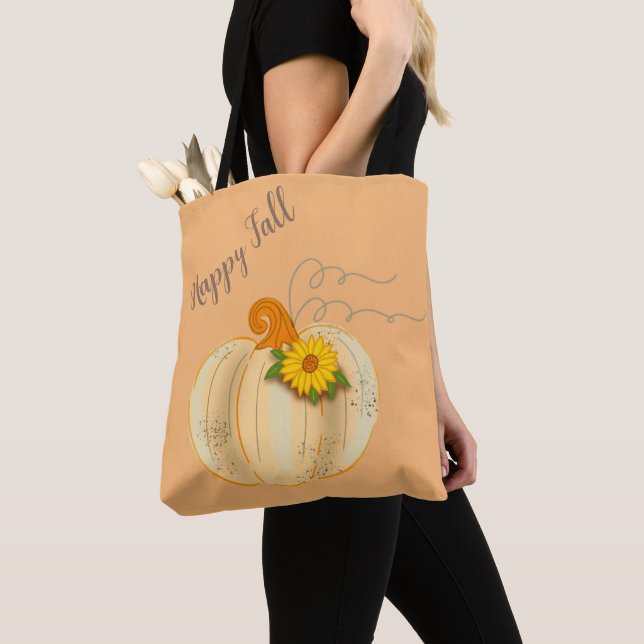 Glad höstshopping Pumpa Totebag Marknadspåse Tygkasse (Närbild)