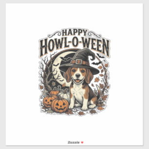 Glad Howl-O-Ween Beagle Häxhatt Halloween Tröja Klistermärken