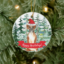 Glad Howlidays Boxer Jul Ornament