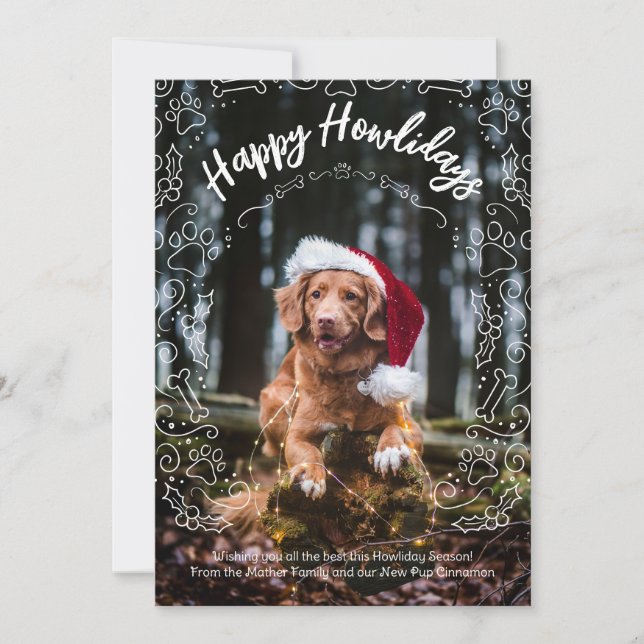 Glad Howlidays Dog Pet Photo jul Card Inbjudningar (Framsida)