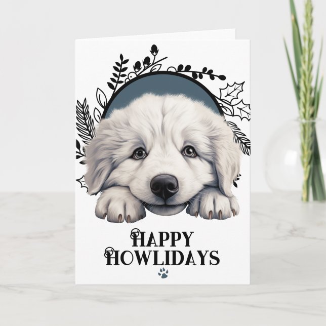 Glad Howlidays stor pyrenéerhund Hund Helgkort (Framsida)