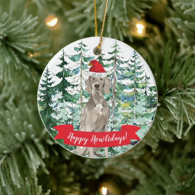 Glad Howlidays Weimaraner Hund Jul Ornament (Träd)