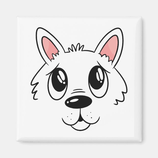Glad Hund Ansikte Magnet (Framsidan)