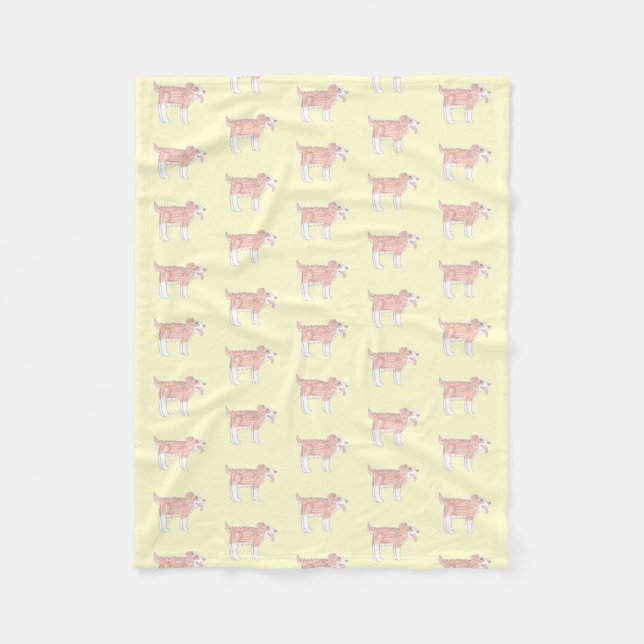 Glad Hund Babyfilt (Liten gul) Fleecefilt (Framsidan)