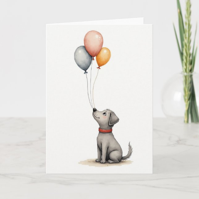Glad Hund Ballonger Kort (Framsida)