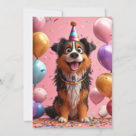 🎉 Glad Hund Födelsedagstårta Firande Fest Inbjudningar