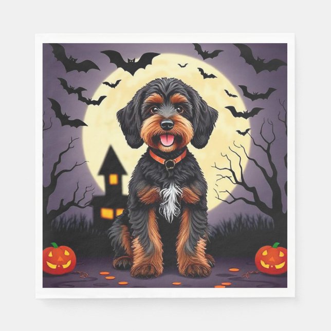 Glad hund i Halloween-tema Pappersservett (Framsidan)