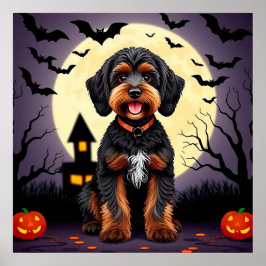 Glad hund i Halloween-tema Poster