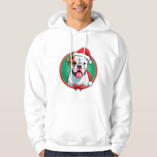 Glad hund inuti festlig julkrans hoodie