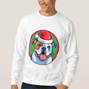 Glad hund inuti festlig julkrans lång ärmad tröja
