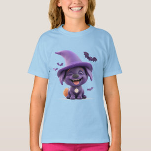Glad hund klädd som häxa under Halloween T Shirt
