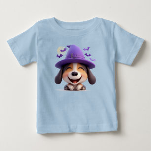 Glad hund klädd som häxhatt t shirt