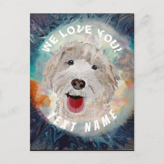 Glad hund, Labradoodle ler Vykort