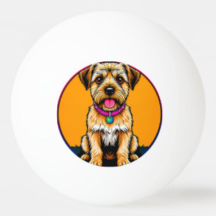 Glad Hund Med En Färgrik Halsband Pingisboll