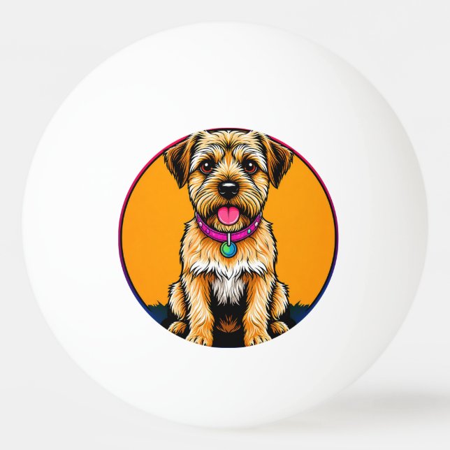Glad Hund Med En Färgrik Halsband Pingisboll (Framsidan)