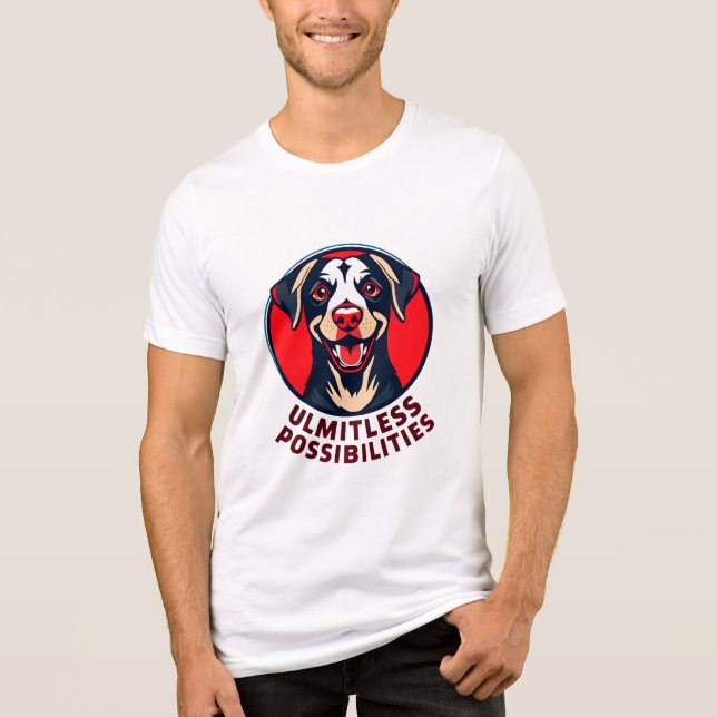 Glad hund med upplyftande inspirerande text t shirt (Framsida)