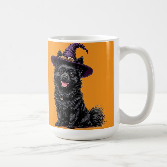 Glad hund som bär en häxhatt kaffemugg (Höger)