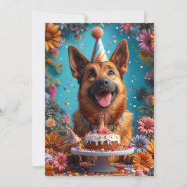 Glad hund som firar födelsedag inbjudningar