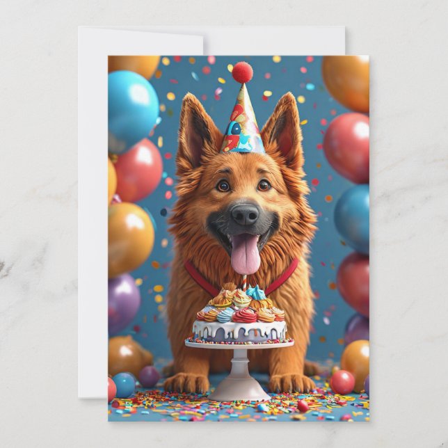 Glad hund som firar födelsedag inbjudningar (Framsida)