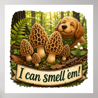 Glad Hund som Lukter Morellsvamp - Natur Kärlek Poster