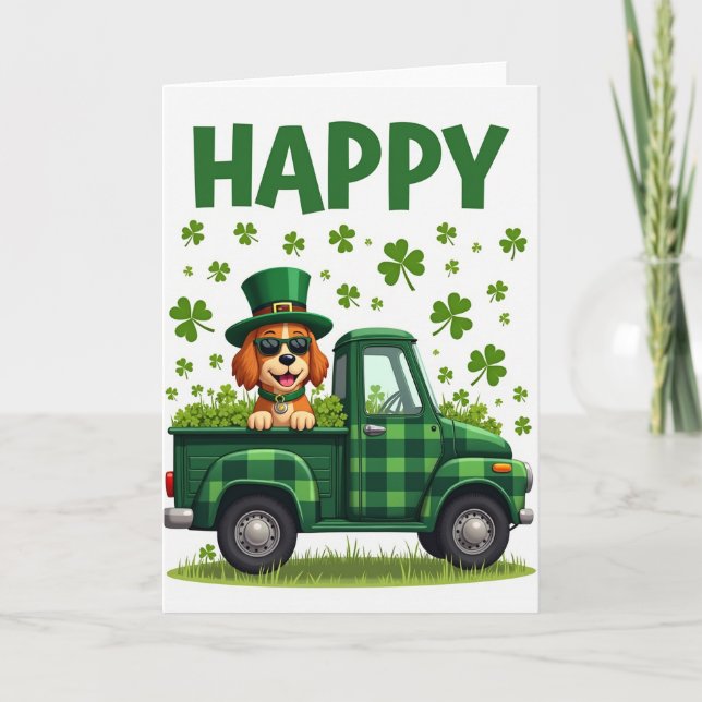 Glad hund St Patricks Day-kort Kort (Framsida)