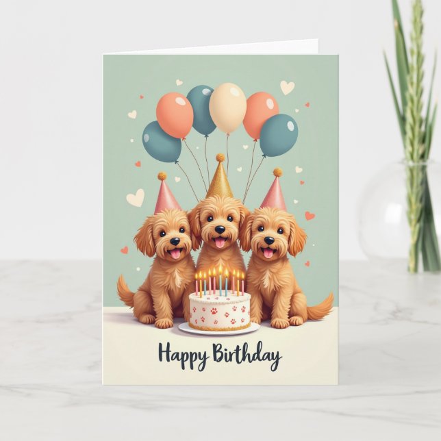 Glad Hund Trio Födelsedagskort Kort (Framsida)