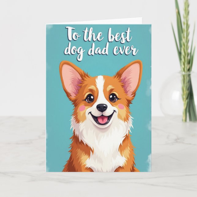 Glad hundpappas porträttkort kort (Framsida)