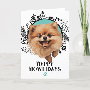 Glad Hurdagar Pomeranian Hund Jul Helgkort