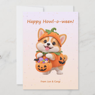 Glad Hurra Halloween Söt Pumpa Corgi Halloween Bil Julkort