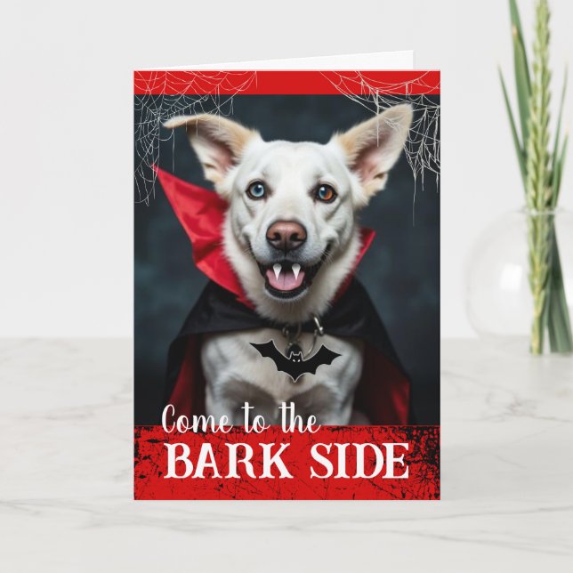 Glad Hurragmörker med Vampire Hund Bark Sidan Kort (Framsida)